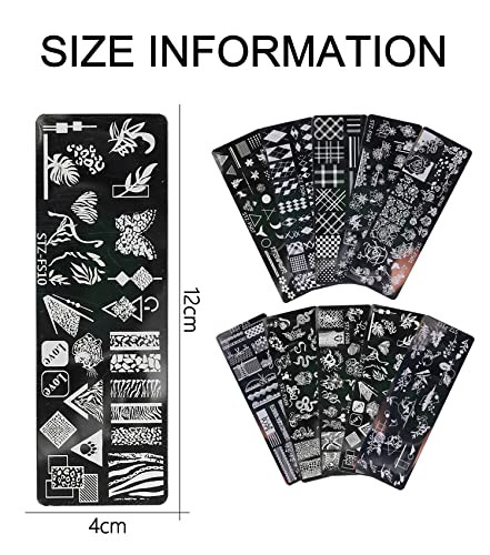 10 Pieces Nail Stamping Plate Abstract Nail Stamps Flower Geometry Snake Lace