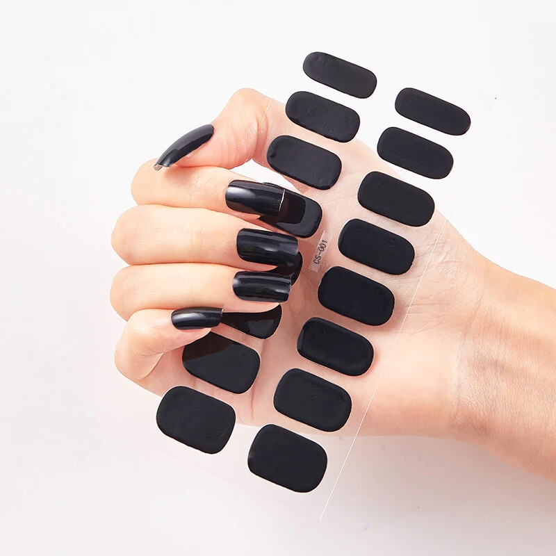 16 Strips Patch Full Cover Wraps Gel Nail Sticker UV Lamp Semi-Cured Manicure