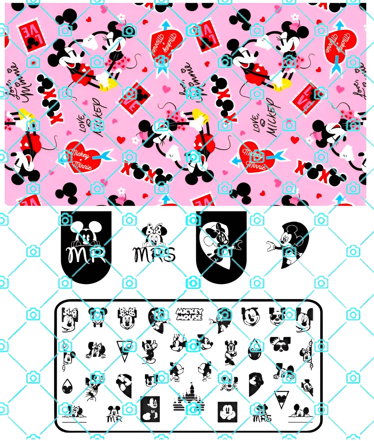 High- Quality Stainless Steel Disney’s Mickey & Minnie Mouse Nail Stamping Plate