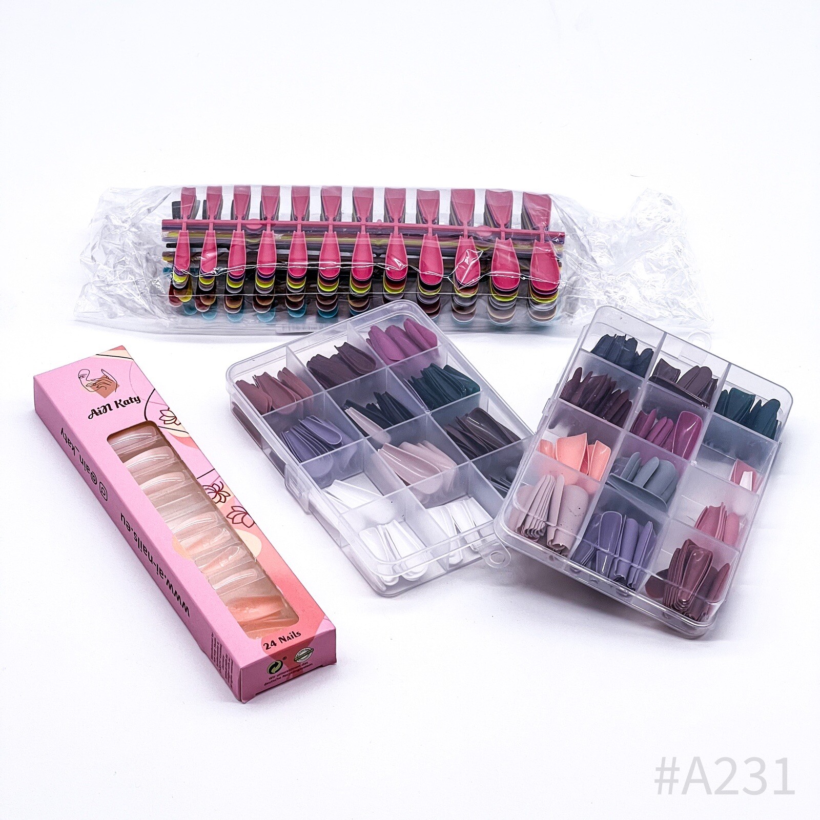 Assortment Press-On-Nails Nails Ballerina various Colors (4 pcs.)