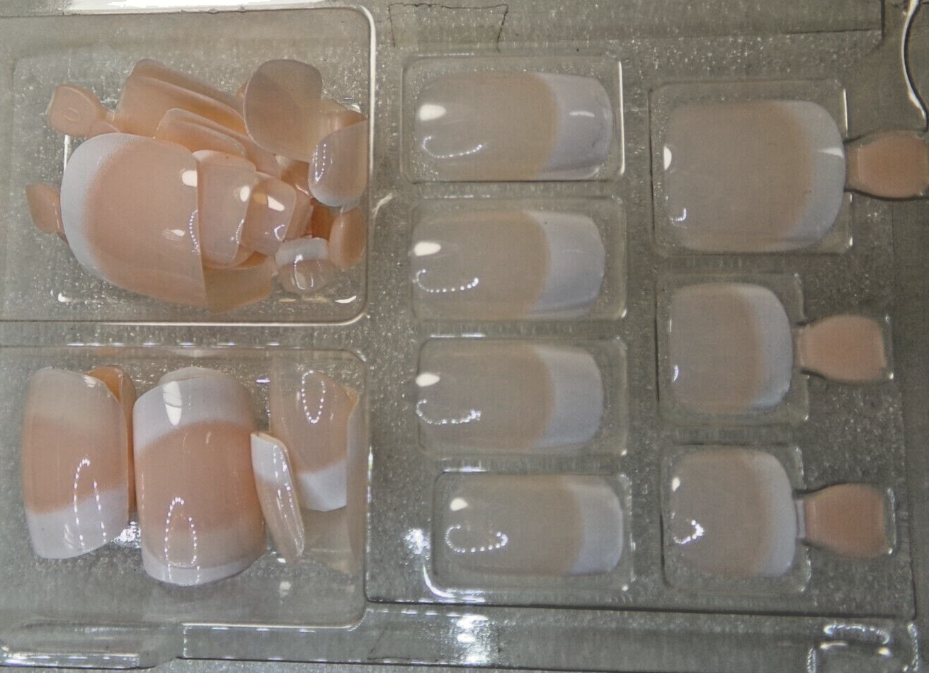 Kiss, Matching Tips & Toenails, Shiny White French, Glue on, Medium