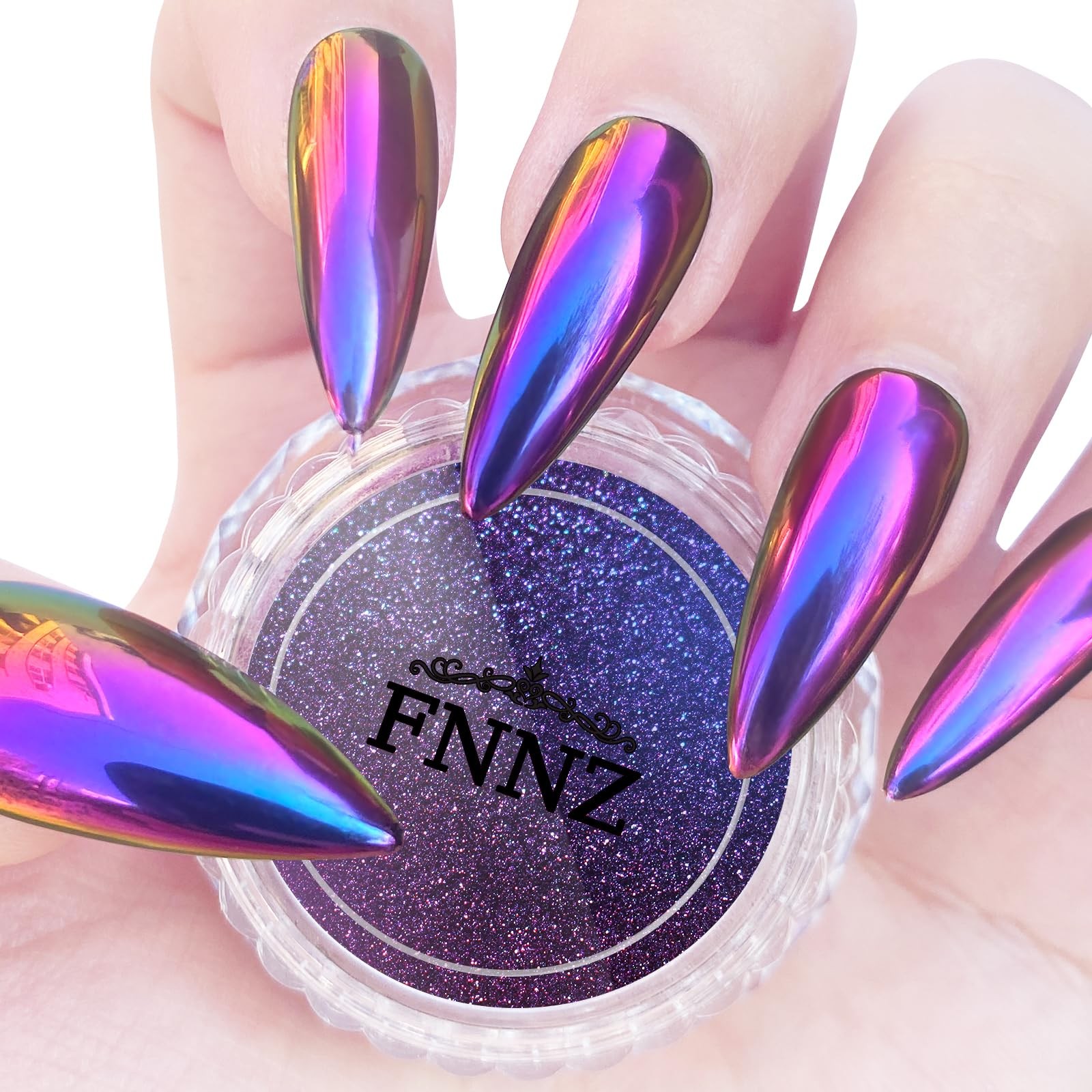 Chameleon Chrome Nail Powder, Color-Shift Nail Powder Pigment Glitter Dust Ma…