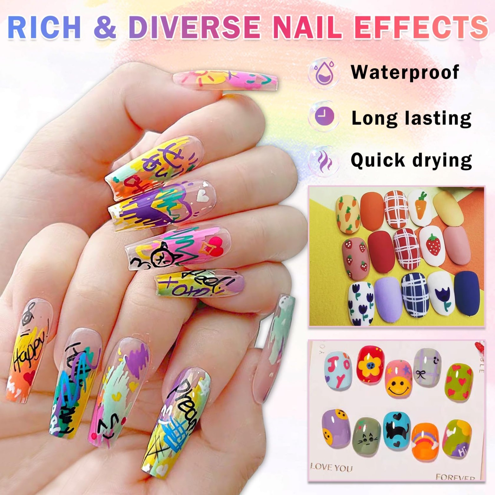 60 Colors Nail Art Pens Set – Quick-Drying Acrylic Paint Markers for DIY Manicur