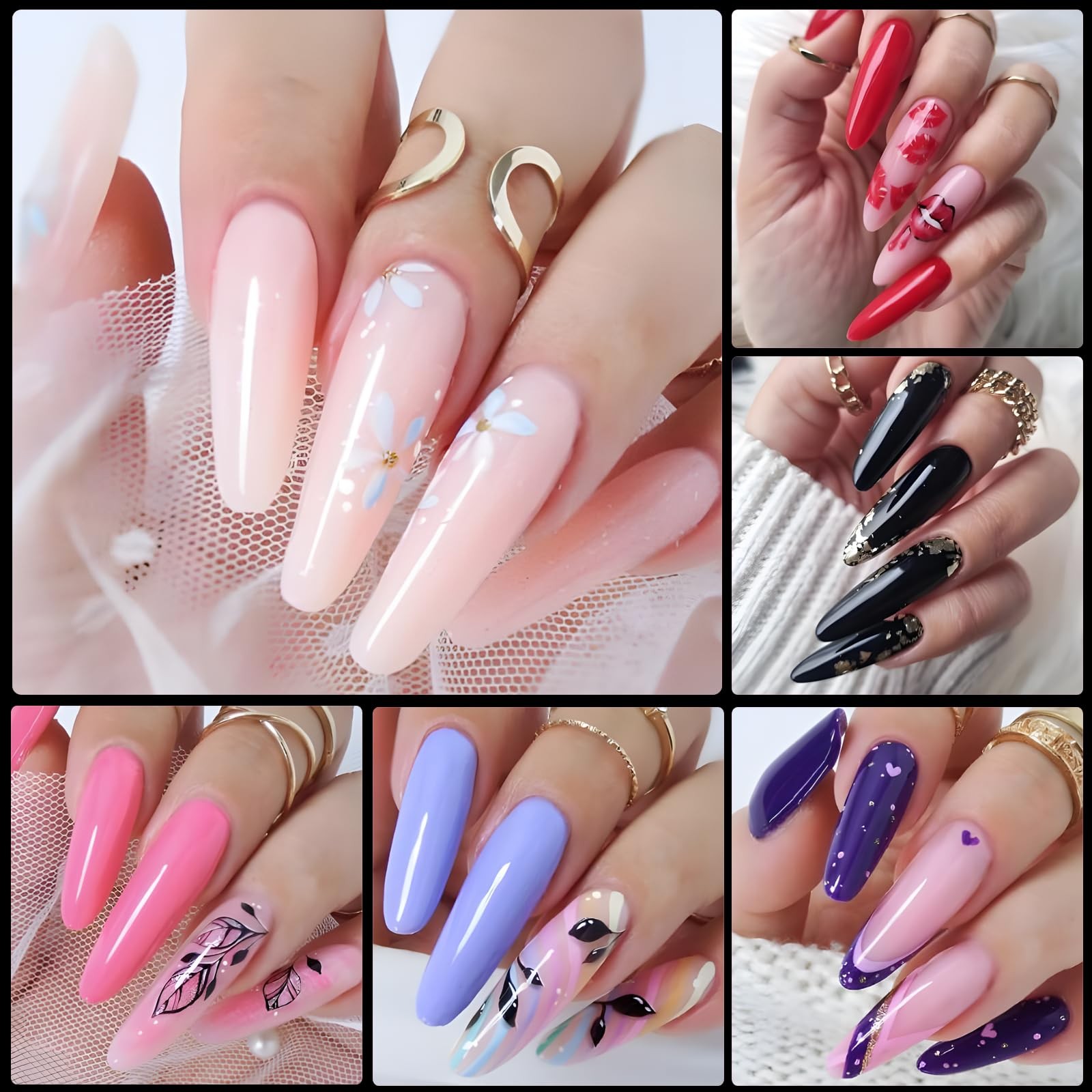 240pc XXL Almond Gel Nail Tips Extra Long Clear Oval Fake Nails 12 Sizes Full…