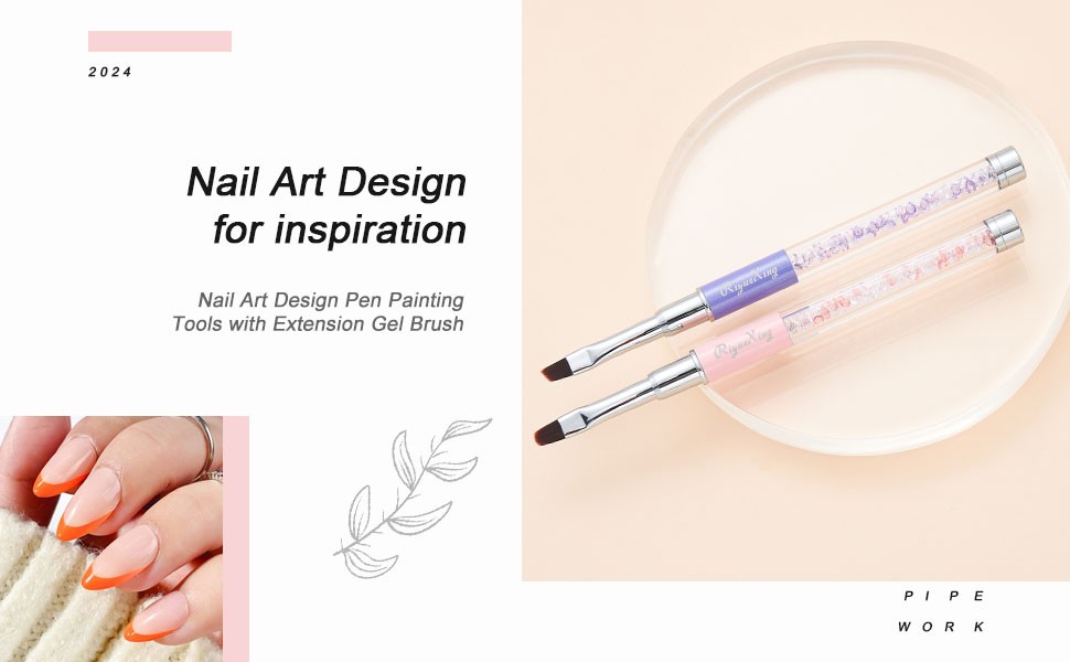 2PCS Nail Art Clean Up Brushes – Flat/Angled Nail Brushes for Cleaning Polish