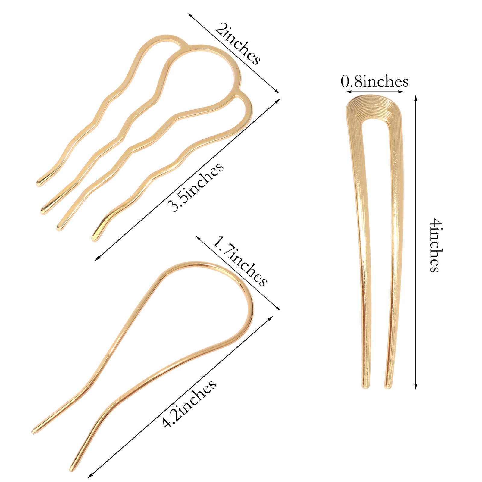 Chanaco French Hair Pins for 1 Count (Pack of 9), A.Silver,Gold,Rose Gold