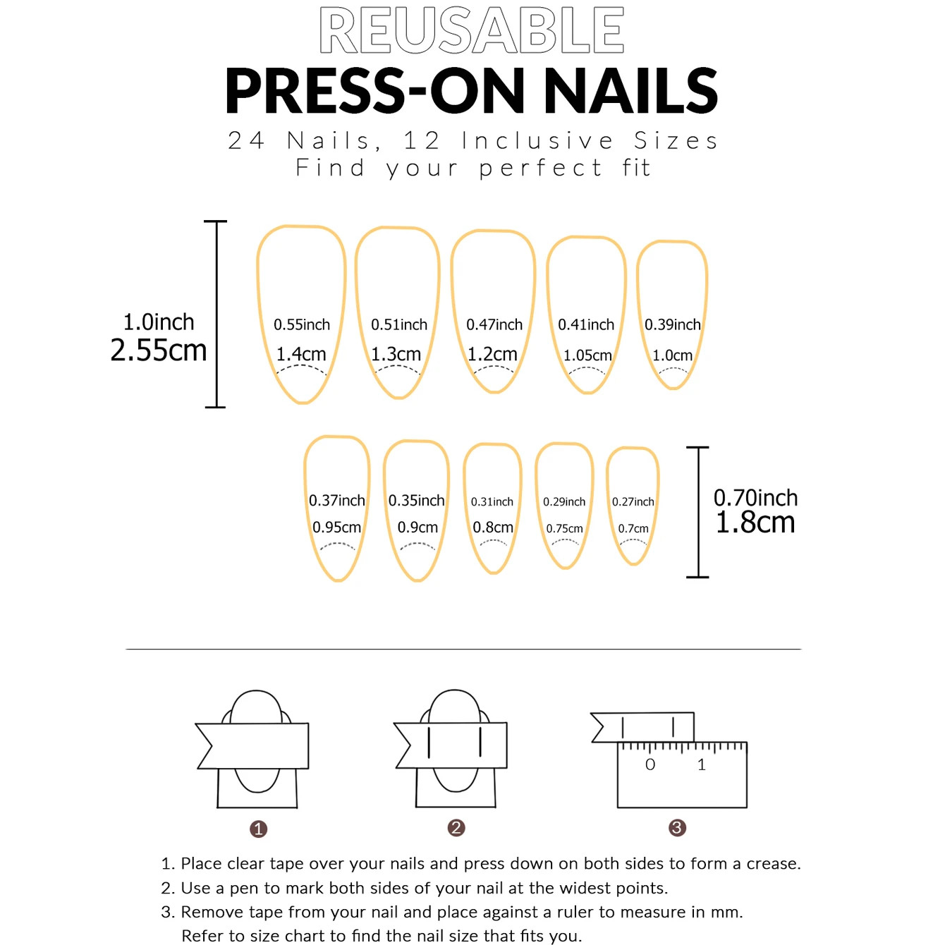 24PCS Press on Nails Short Almond Medium Fake False Nails With Glue Acrylic