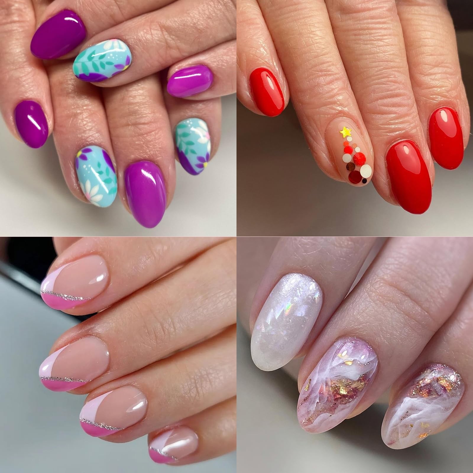 Oval Press on Nails Short, 576pcs Oval Fake Nails Full Cover Glossy Short Nai…