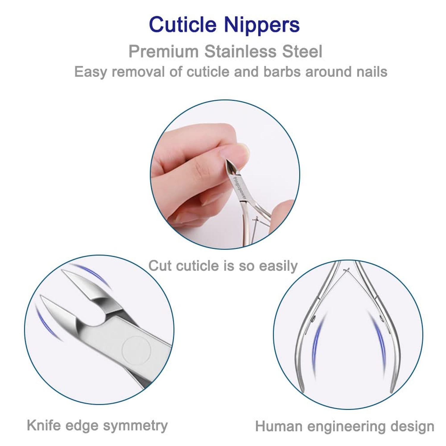 7PCS Professional Cuticle Nippers with Cuticle Pusher Set, Stainless Steel Cu…