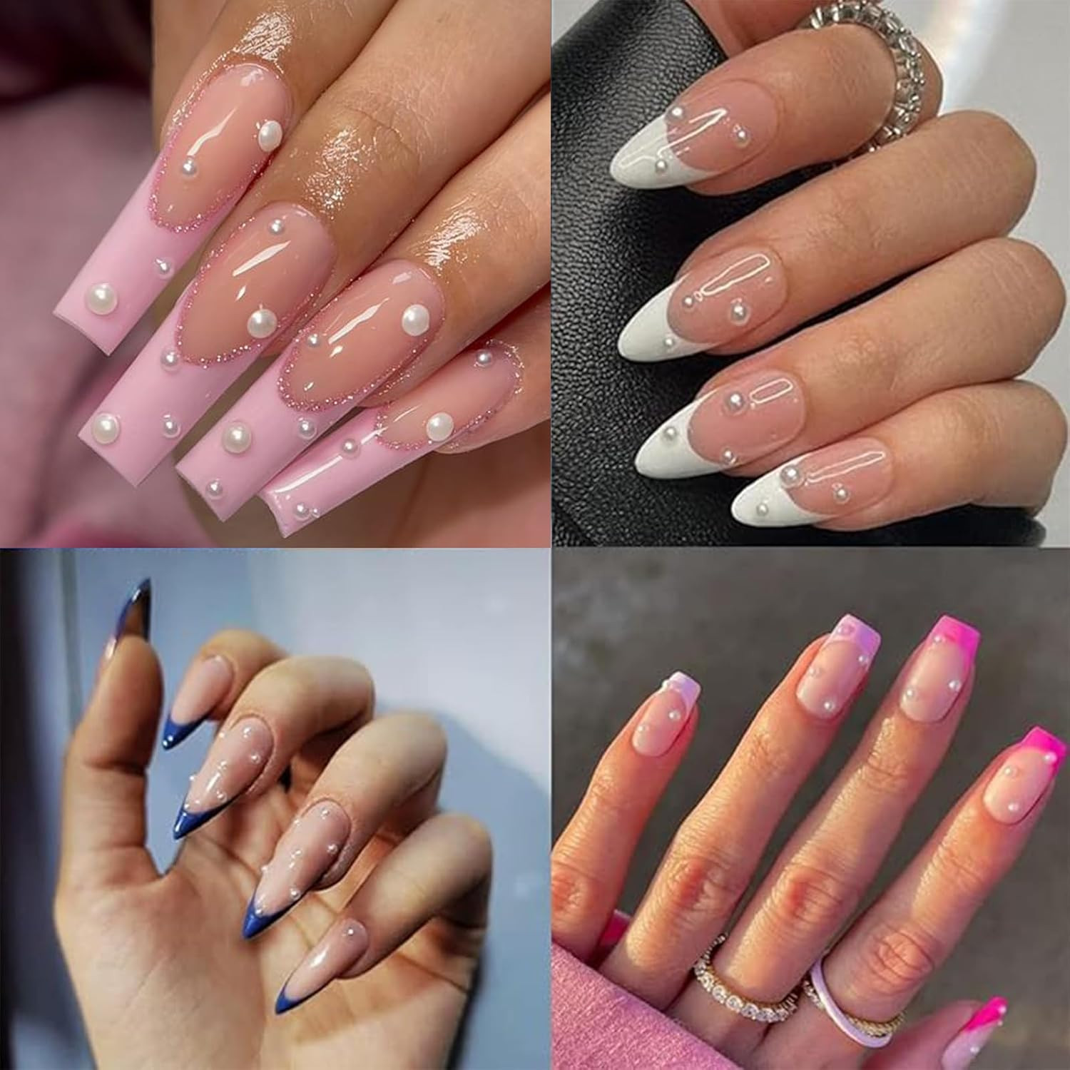 Nail Art Pearls with Nail Rhinestones Glue Gel Flatback Pearls Nail Charms Luxur
