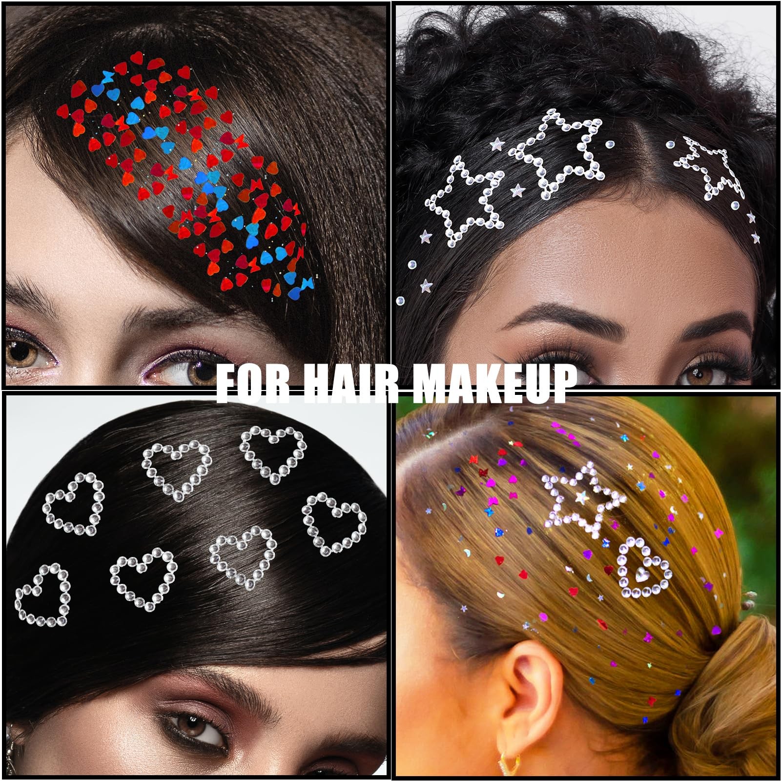 Face Glitter Body Glitter Gel with Face Heart Star Stickers, 6 Colors Hair Gl…