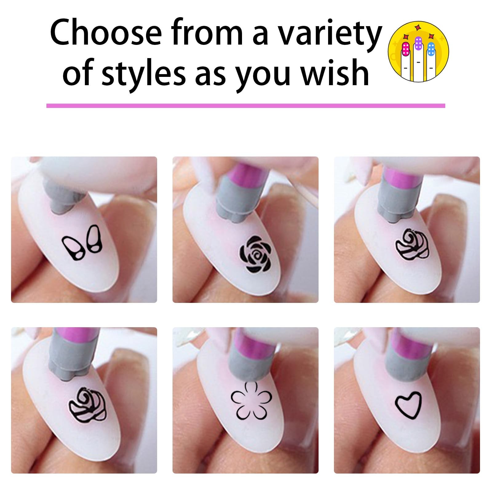 Nail Art Stamp Pen, Flower Stamper Pen for Women Girls, DIY Kit for Nail Art