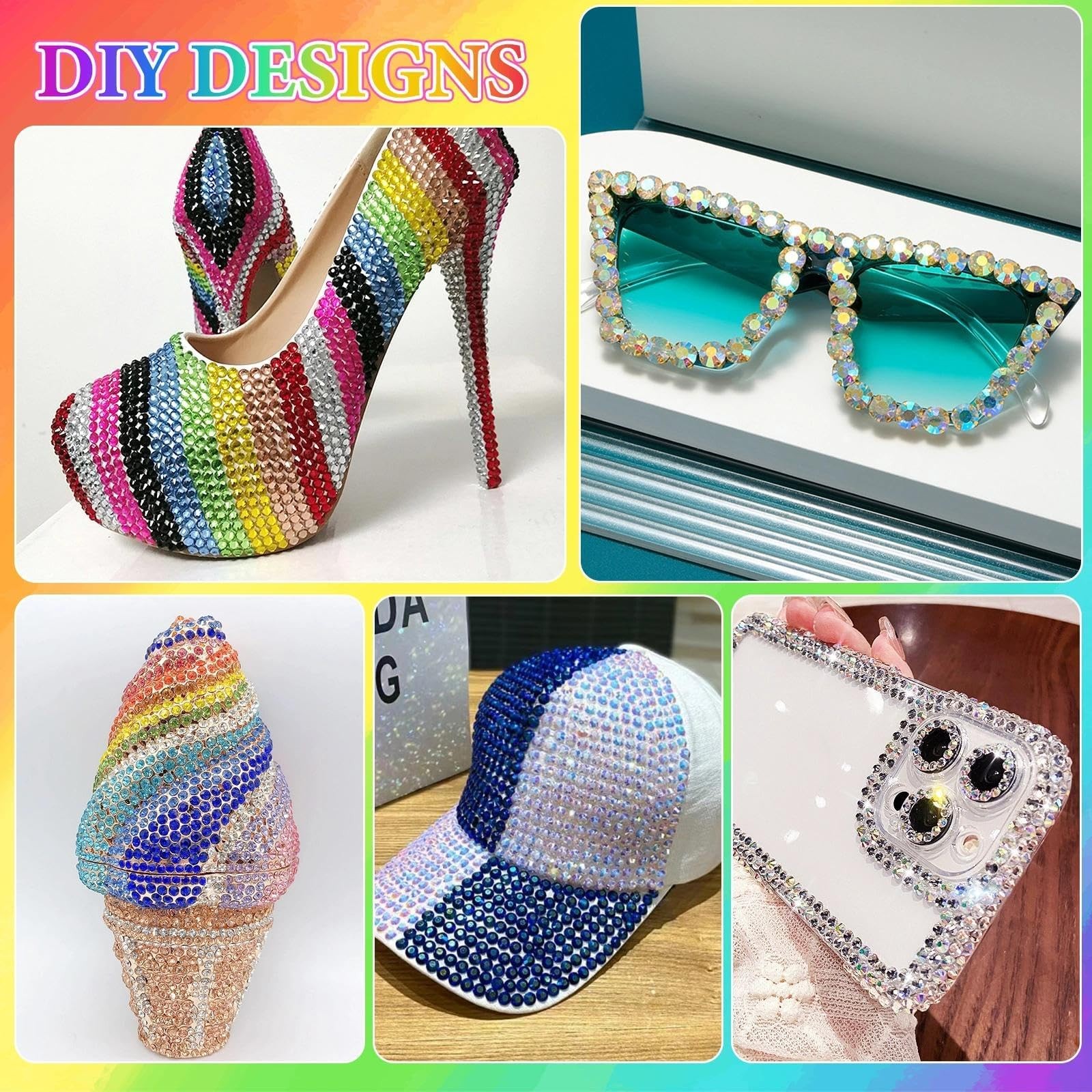 32000Pcs Rhinestones Bedazzling Kit with Tools, 3mm Color Resin Rhinestones f…