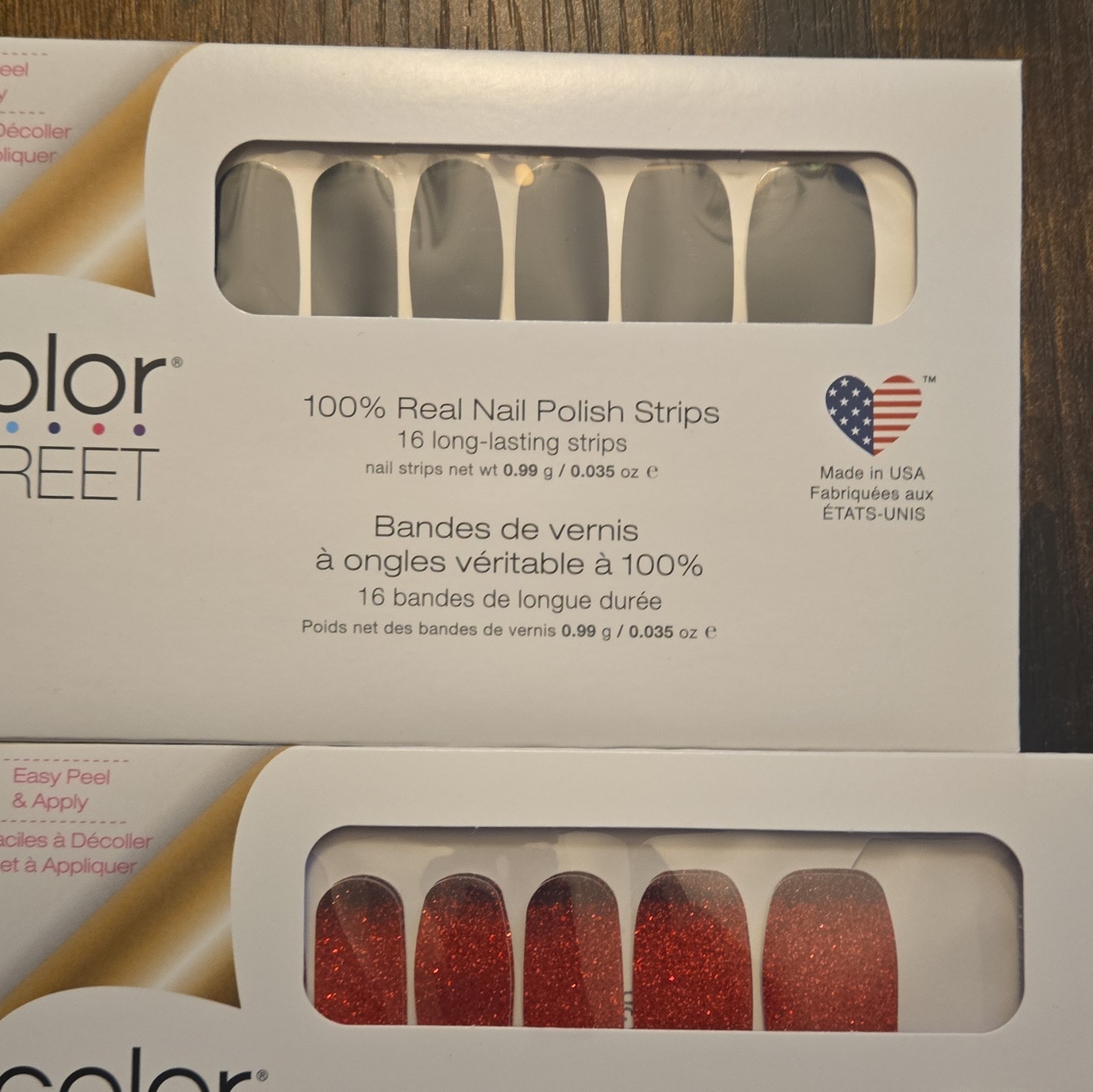 Color Street Nail Polish Strips Multicolor Glitter Hearts Easy Peel Nail Art