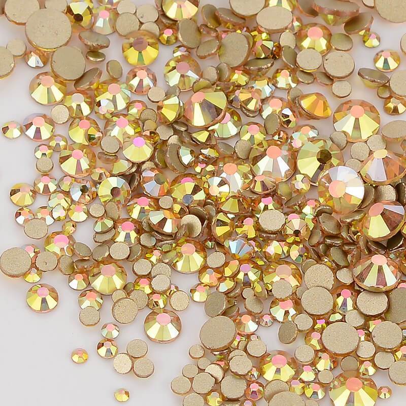 1440pcs Mix Size Metal Sunlight FlatBack Rhinestones Nail Art Crystal SS3-SS20