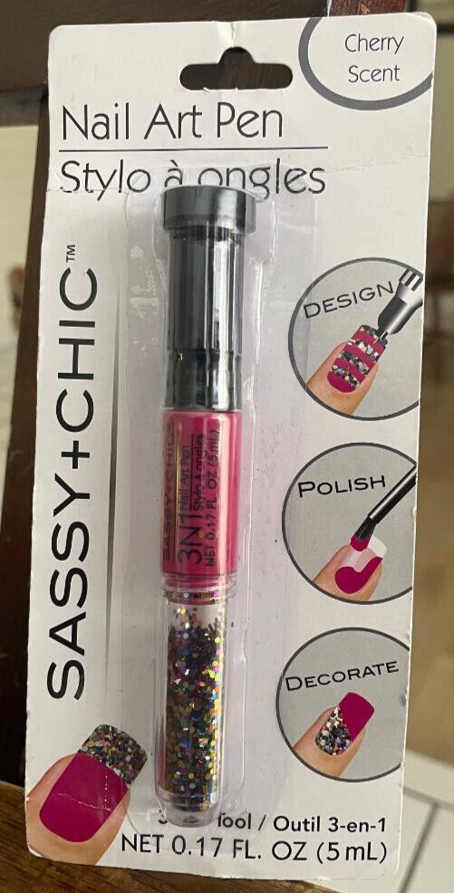 Sassy+Chic 3-in-1 Nail Art Pen Design Polish Decorate Cherry Scent uñas mujer