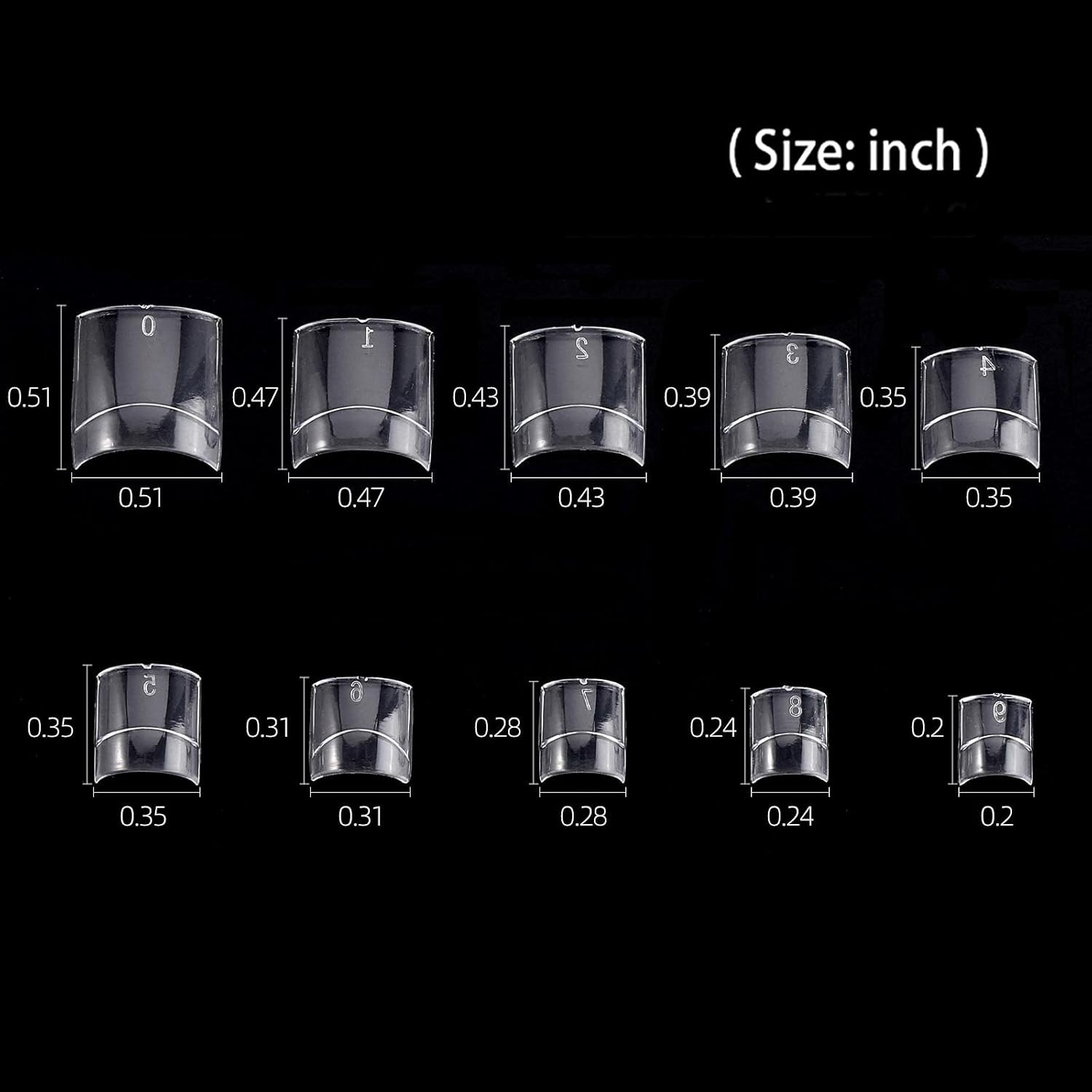 Square Nail Tips Half Cover 500Pcs Clear Acrylic 1 Count (Pack of 500), clear