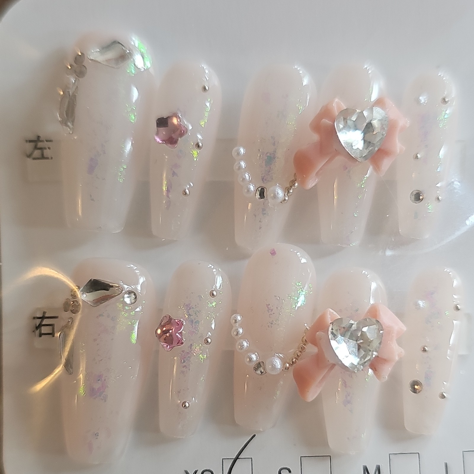 10 Sets Handmade Press On Nails Mixed Designs Bling Charms Glossy/ Full Cover