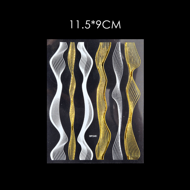 3D Nail Stickers French Design Stripe Lines Geometry Nail Decals Decoration NH9