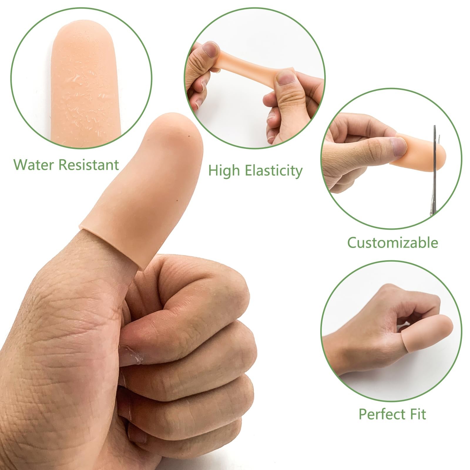 Gel Finger Cots for Thumbs, 10 Pcs Silicone Finger Caps, Rubber Finger Protec…