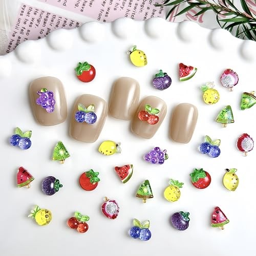 150PCS 3D Summer Fruit Rhinestones Nail Charms Colorful Mixed Resin Style12