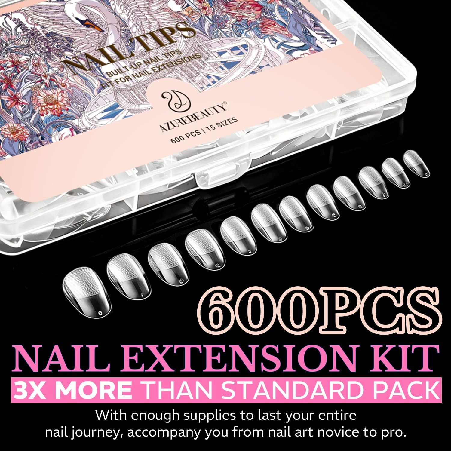 Short Oval Round Nail Tips, 600pcs Pre 600 Piece Assortment,