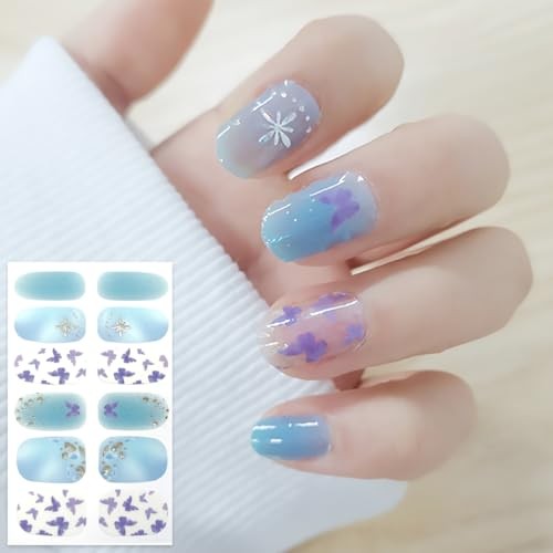 8 Sheets Nail Polish Strips Spring Summer Full Wrap Nail Marble Nail Stickers-7