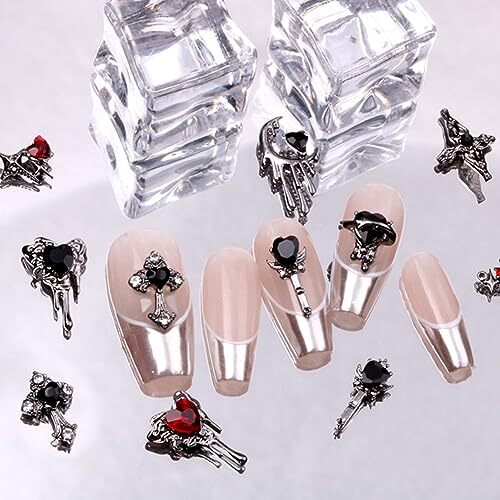 22 PCS Halloween Nail Charms 3D Alloy Nail Art Charms 3D Black Red K