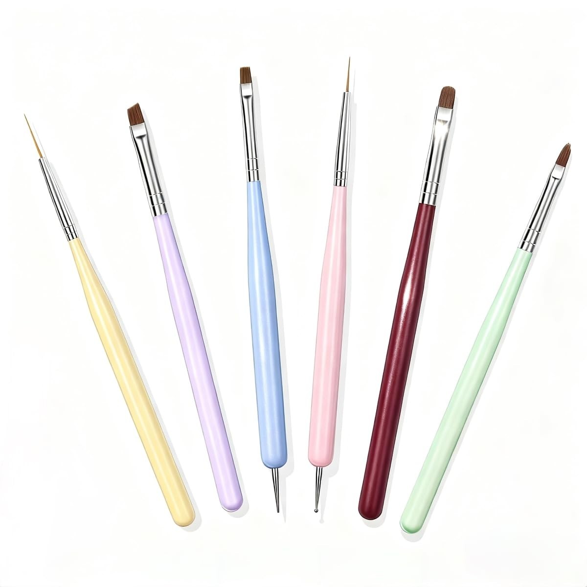 Nail Art Brushes, 6PCS Nail Design Painting Brush Sets with Nail Polish Brush…