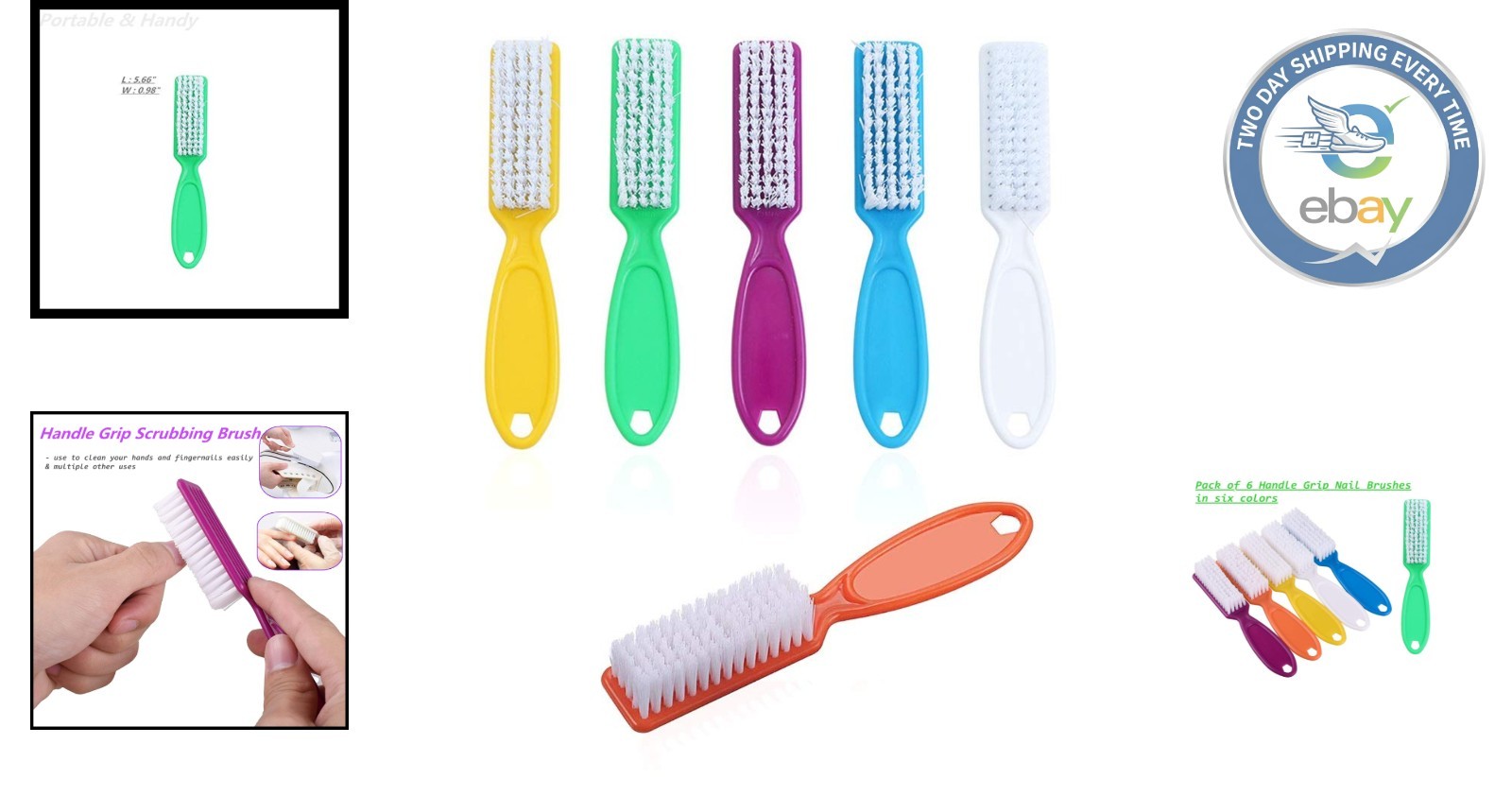 Multifunctional Nail Brush Set – 6 Pcs with Easy Grip and Hanging Design