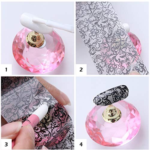 10 Rolls Retro Holographic Nail Foil Transfer Stickers Black Lace Laser Foils