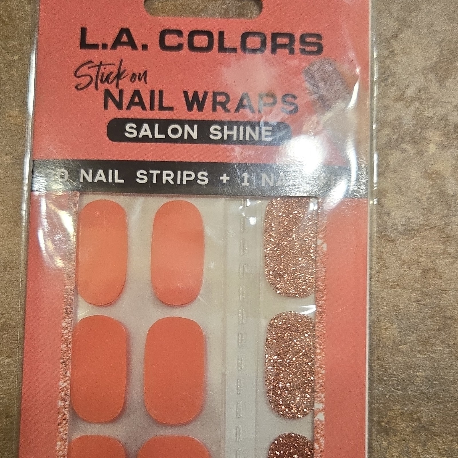 L.A. COLORS Self-Adhesive Pre-Designed Nail Polish Strips Square Short Glitter