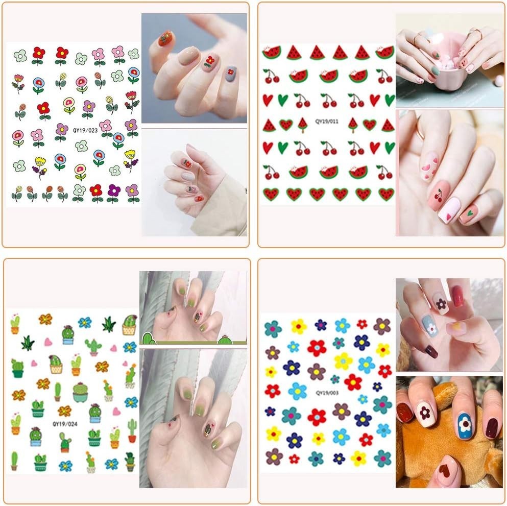 Nail Stickers for Women and Little Girls – 12 Sheets 3D Self-Adhesive DIY Nai…