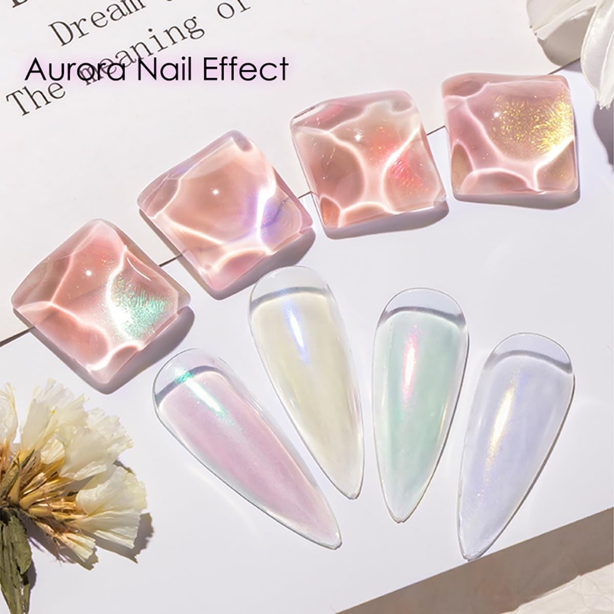 6 Colors Chrome Nail Powder Set, Mirror Effect Metallic Iridescent Mica Powder f