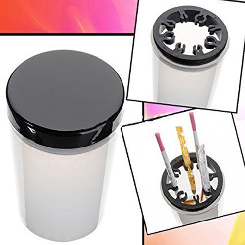 Nail Brush Acetone Cup Holder and Cleanser Bottle with Black Lid