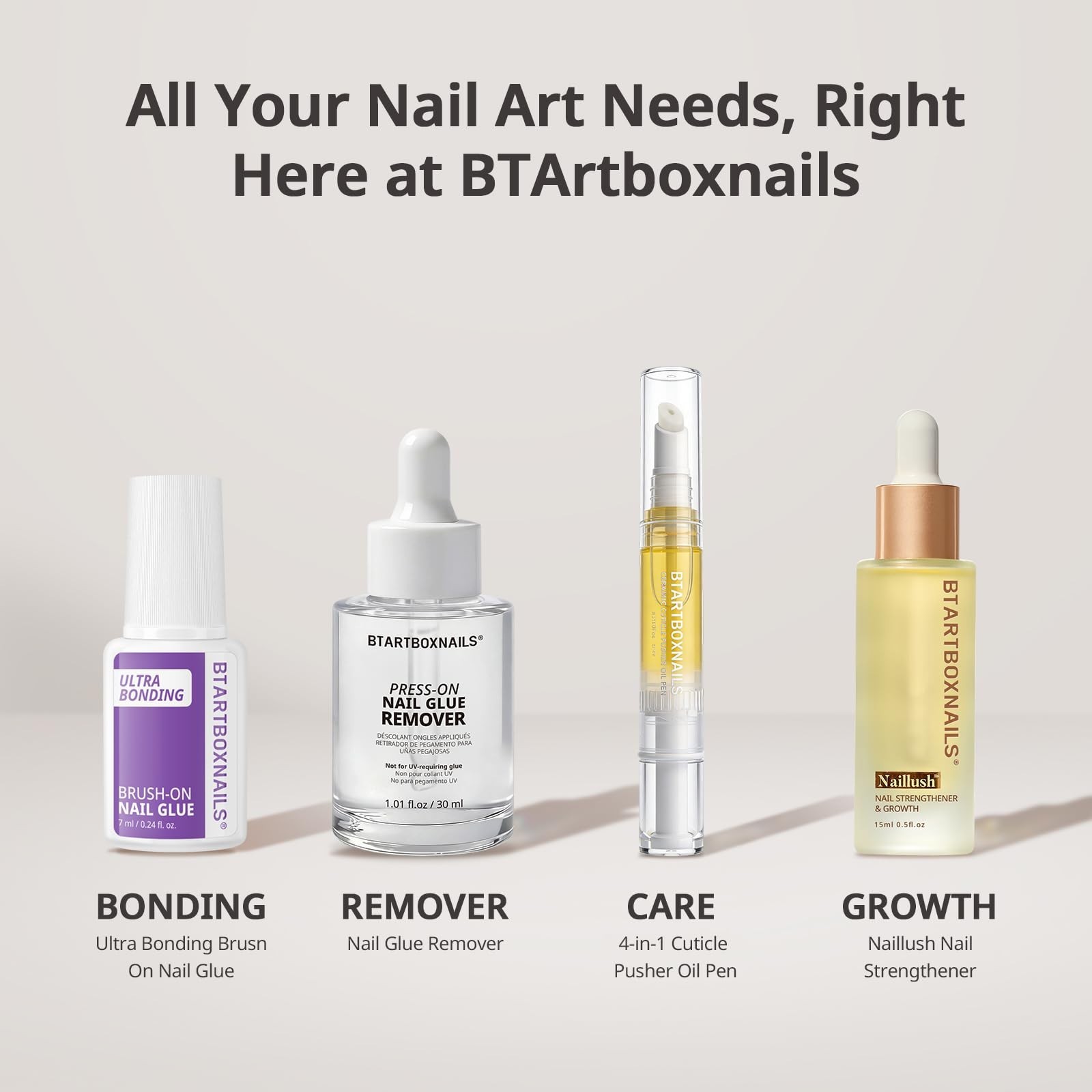 Nail Glue & Remover Set – Acetone-Free, Odorless, Gentle, Quick Apply for Press-