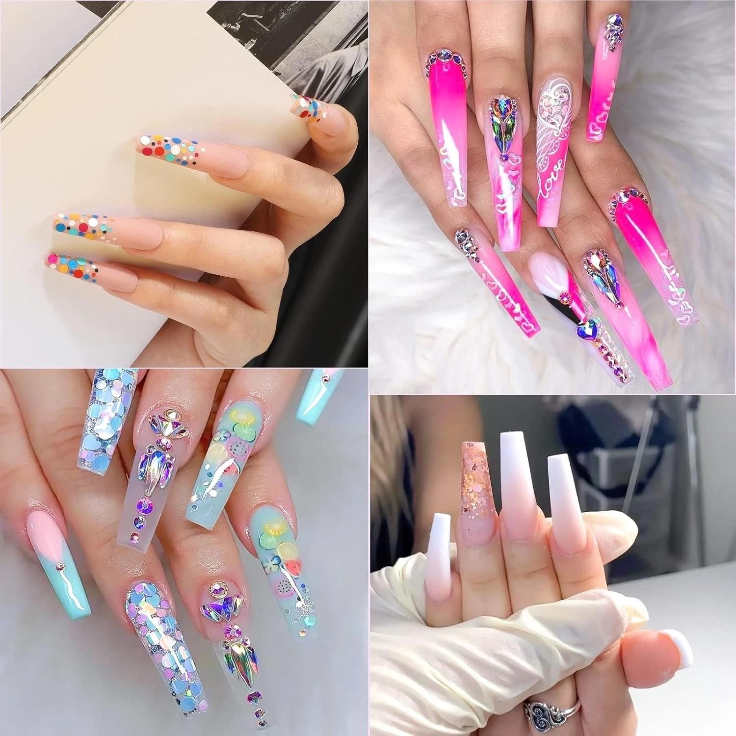 Aoraem Extra Long Square Full Cover Nail Tips 240pcs Xxxl Clear Full Cover Fake