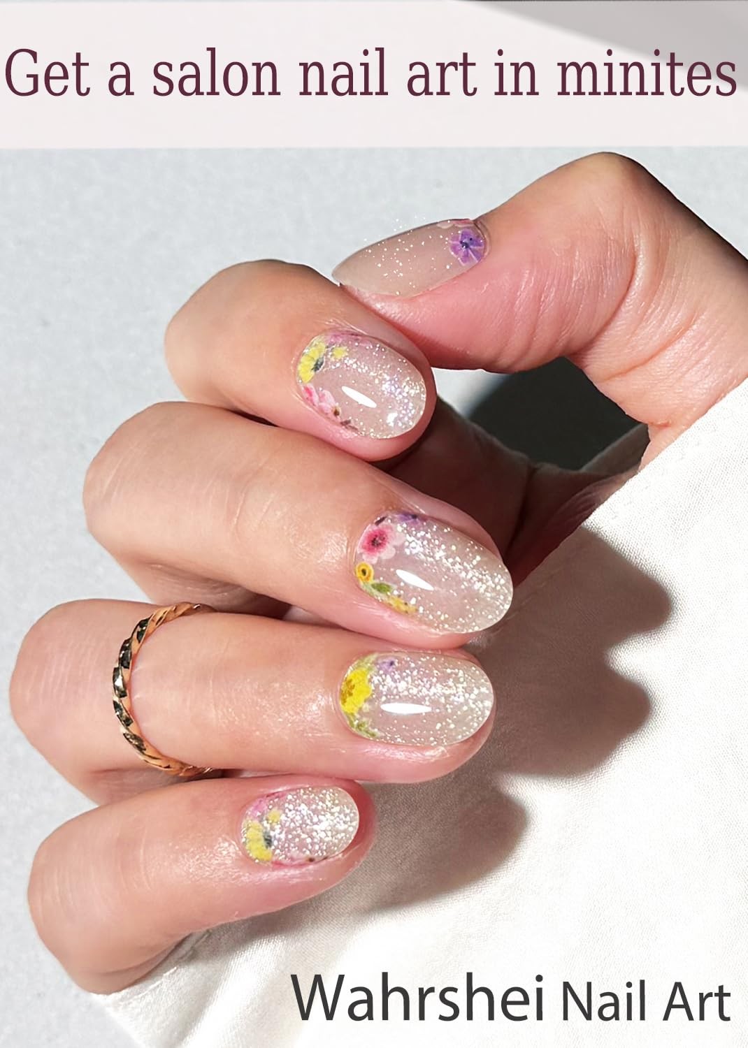 UV Nail Stickers, Flower Cat Eye 20pcs Semi Cured Nail Strips, Wraps for Home…