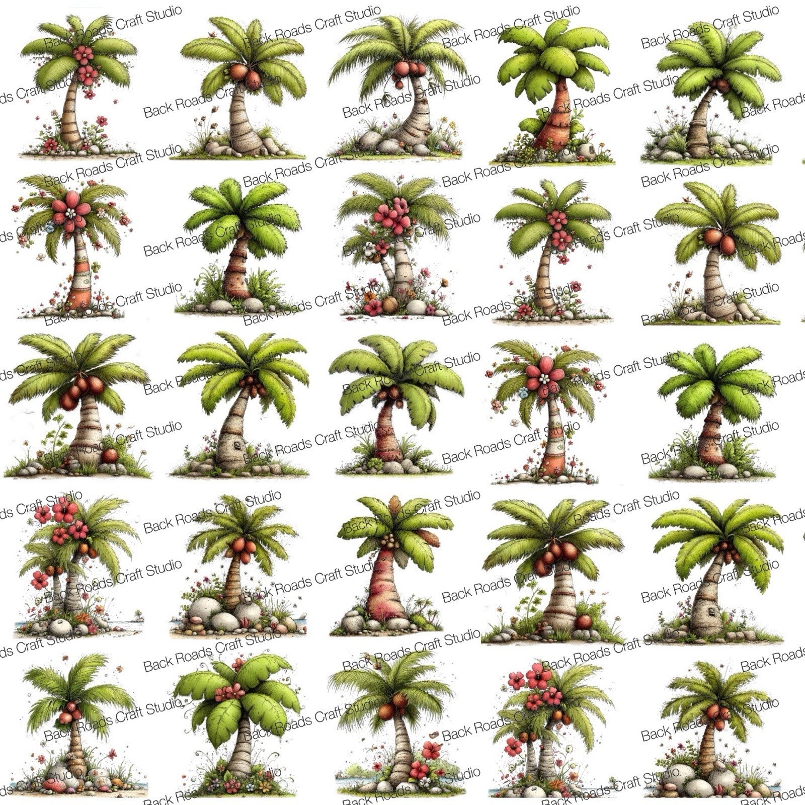 Palm Tree’s Waterslide Finger Nail Decals Set Of 50 Ins Bonus Inc.