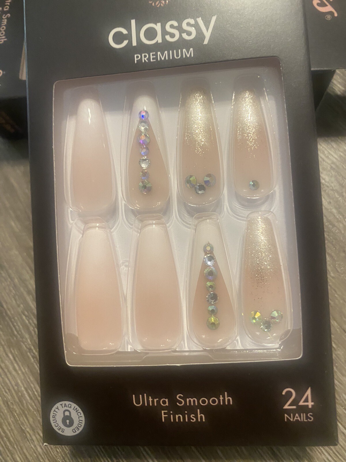 Kiss-Premium-Classy-NAILS-X-LONG-DCP01-COFFIN-sparkling JEMS,NEW!!