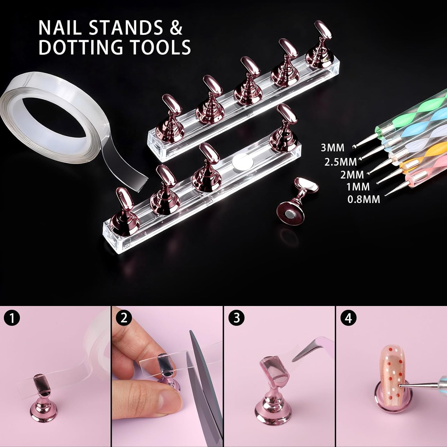 Nail Art Charms and Gems Set with Rhinestones, Brushes, Stickers, and Pearls