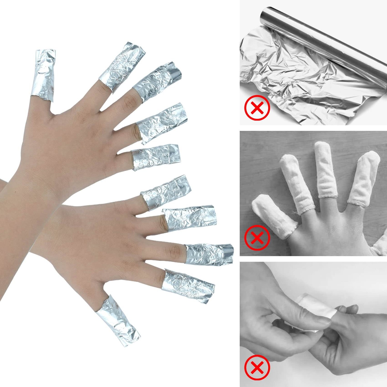 50 Pcs Gel Nail Polish Remover, Foil Wraps with Lint-free 50 Pieces, Silver