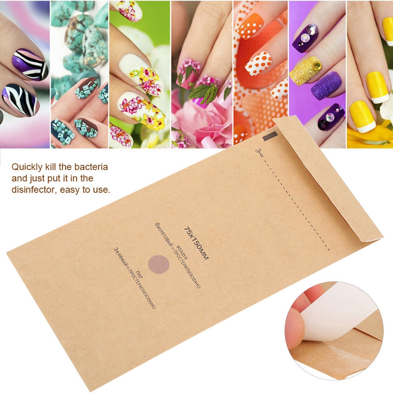 100Pcs Disinfection Pouch Safe And Lightweight For Nail Tools Easy To Use