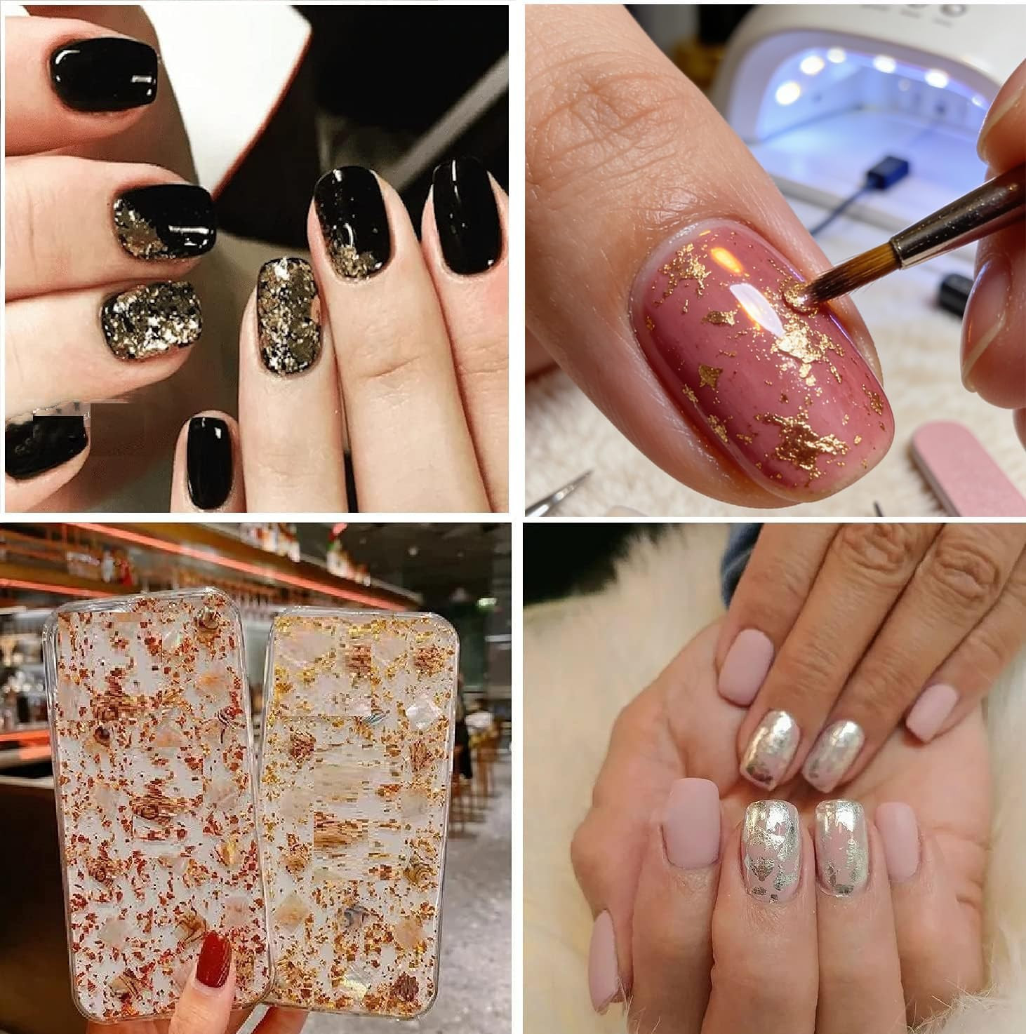 Gold Leaf Flakes,Gold Foil Flakes for Resin，10G Metallic Foil Flakes，For Nail Ar
