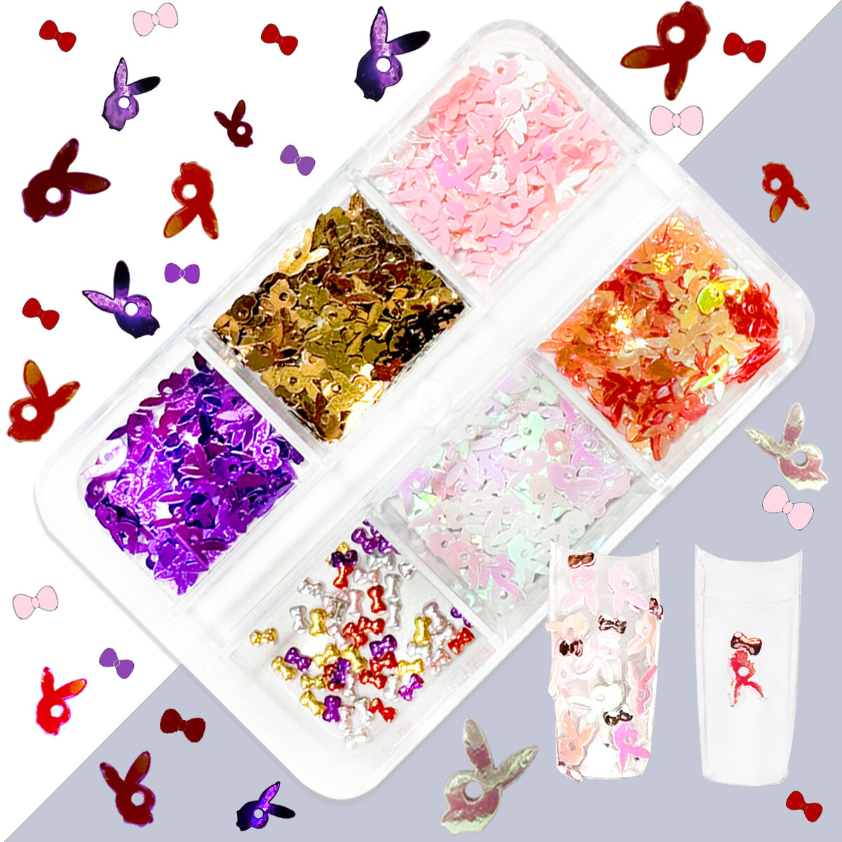 [DDP] Glitter Paillettes for Nail Art Leopard key Rabbit Bow Nail Decoration DIY