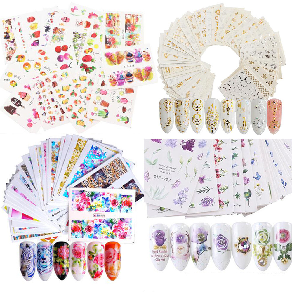 Fashion 3D Nail Art Transfer Stickers Sheets Flower Decals Manicure Decoration