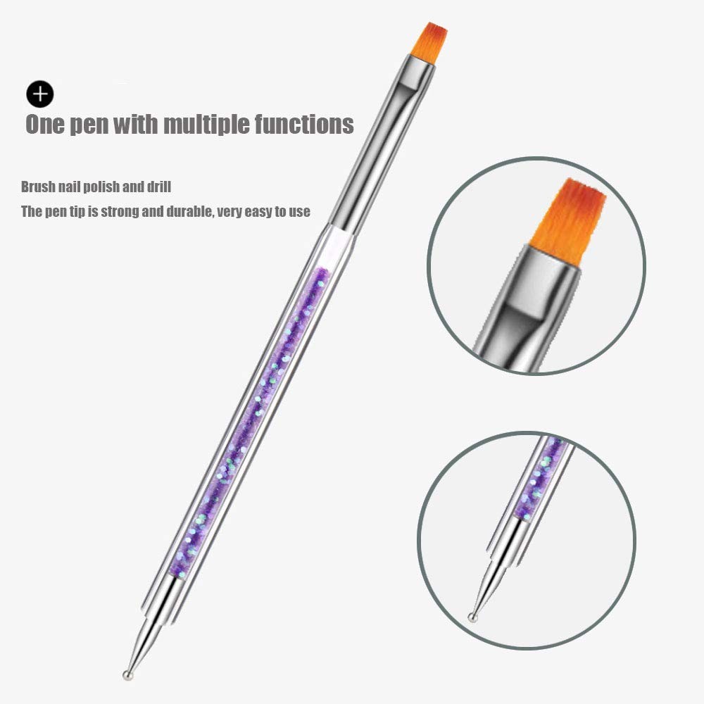 iFwevs Nail Art Brushes,5pcs Double Ended Brush & Dotting Tool Kit,Including Nai