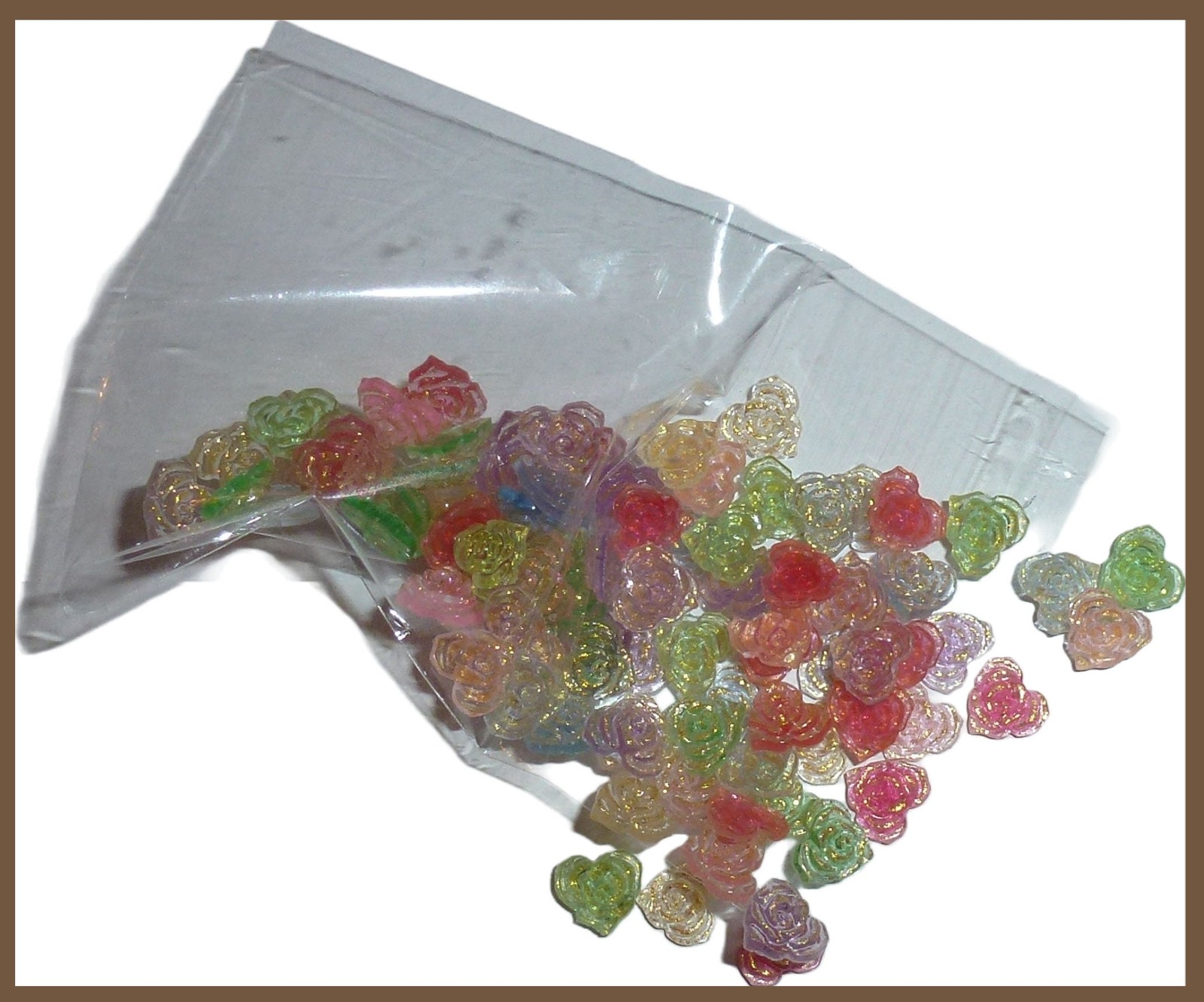 Rose flatback nail art cabochon translucent tiny 4mm pink blue purple clear 50