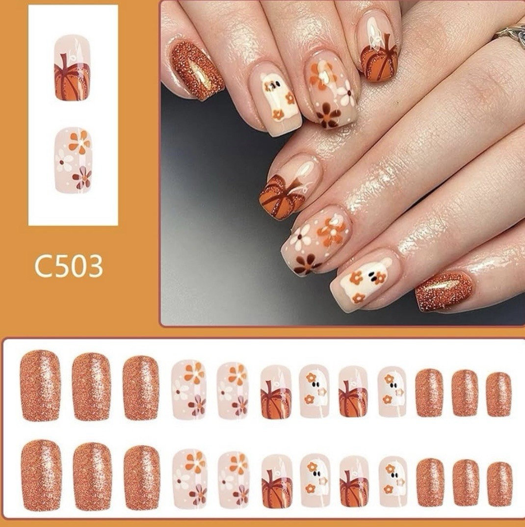 Halloween Press On Nails with Ghosts and Pumpkins NIB