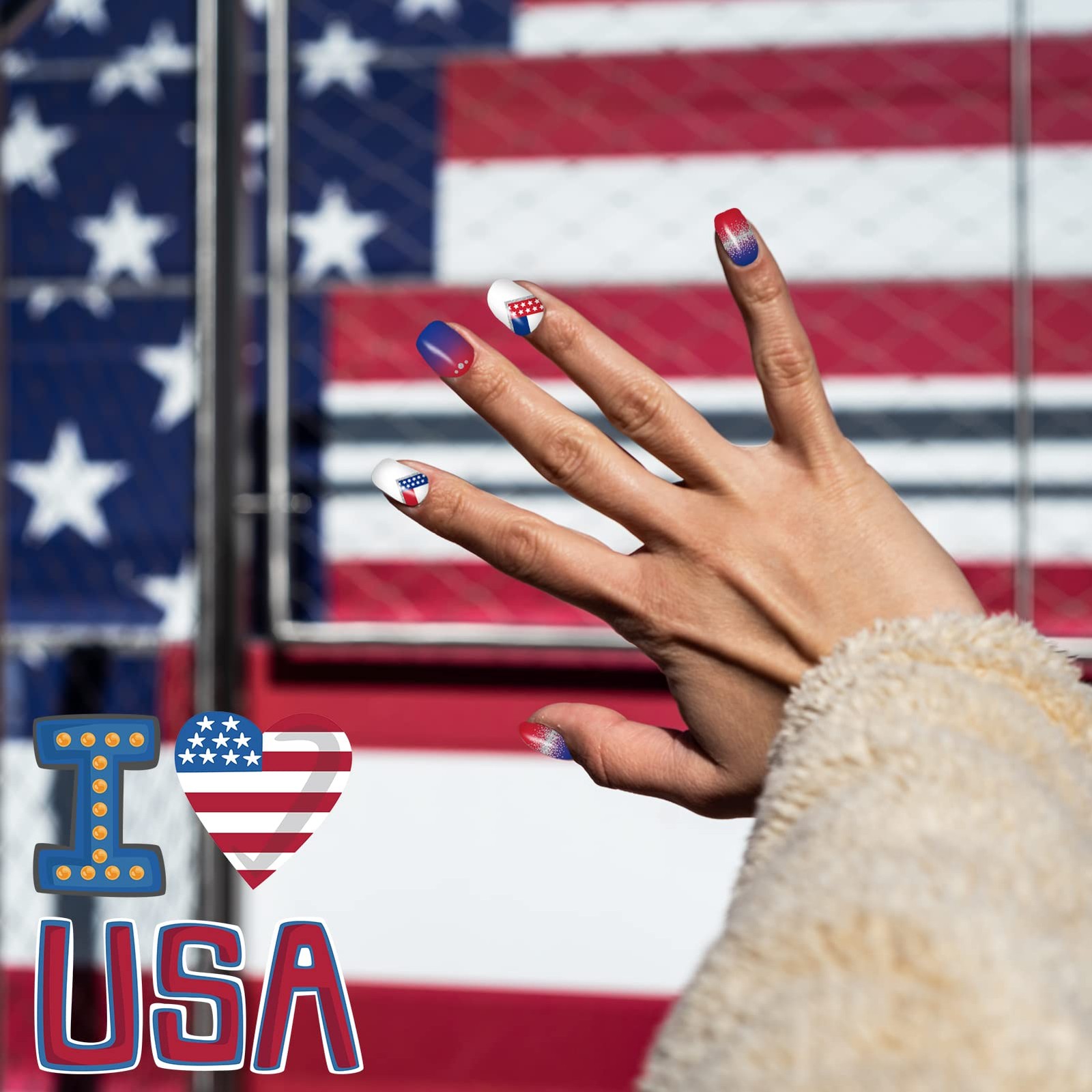 12 Sheets 4th of July Nail Wraps Stickers, Independence Day Full Nail Polish …